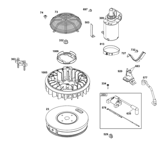 Flywheel, Ignition, And Starter Group Diagram and Parts List for 389447-0122-E1  Briggs and Stratton Engine